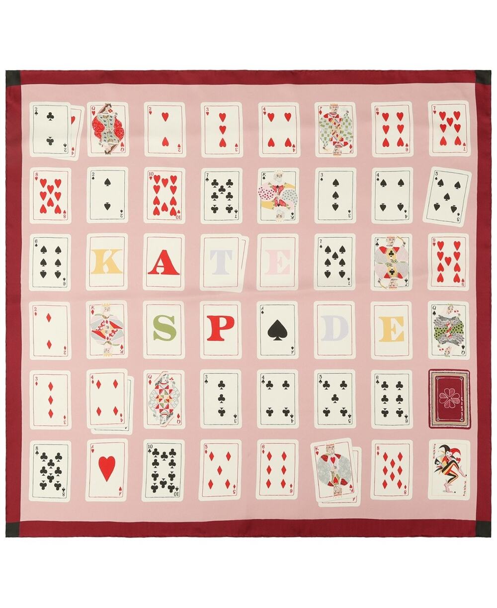 Kate Spade New York Playing Cards Silk Square Scarf Pink OS